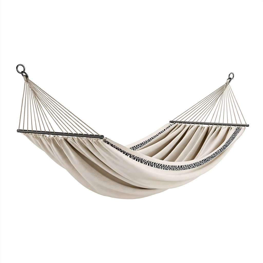 Hamac 300 x 120 cm en coton beige à barres pour jardin