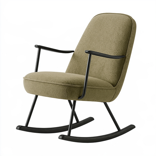 Fauteuil à bascule 68 x 90 x 96 cm en tissu kaki avec structure en acier noir