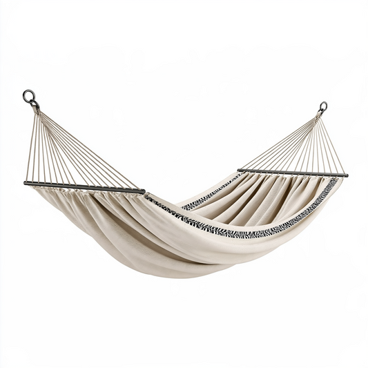Hamac 300 x 120 cm en coton beige à barres pour jardin