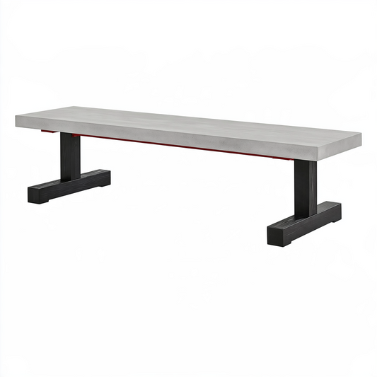 Banc de jardin 180 x 35 x 45 cm en béton gris et bois noir style industriel