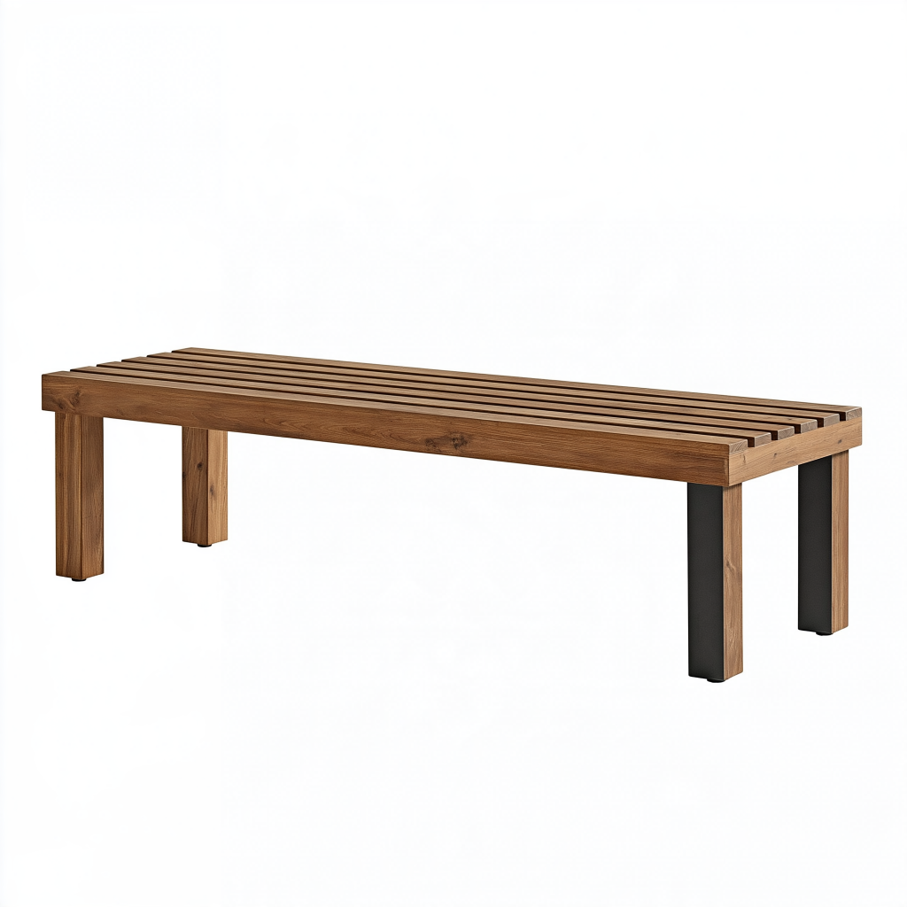 Banc de jardin 180 x 40 x 45 cm en bois marron style contemporain à lattes