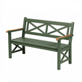Banc de jardin 122 x 62 x 88 cm en bois vert foncé et marron avec accoudoirs
