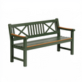 Banc de jardin 122 x 61 x 88 cm en bois vert foncé style classique à accoudoirs