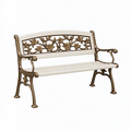 Banc de jardin 120 cm en aluminium blanc et bronze style classique à motif floral